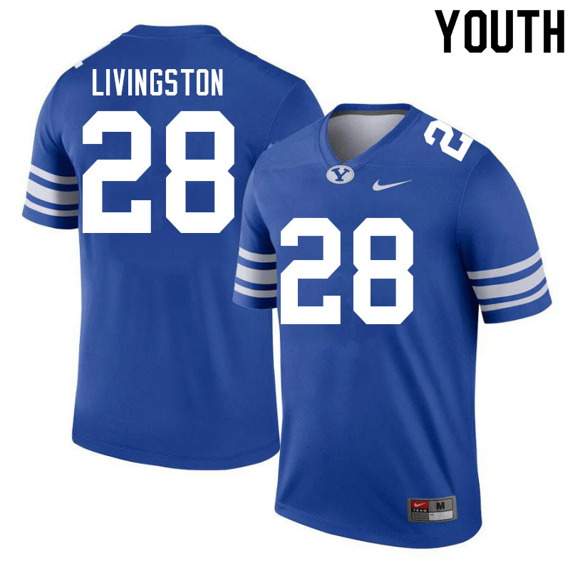 Youth #28 Hayden Livingston BYU Cougars College Football Jerseys Sale-Royal - Click Image to Close